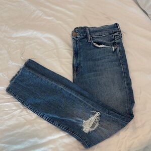 MOTHER Blue Distressed Ankle Jeans